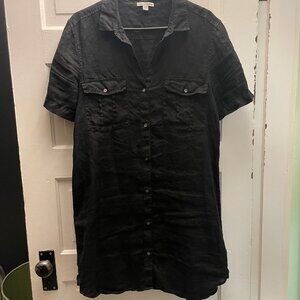Standard James Perse Black Linen Shirt Dress